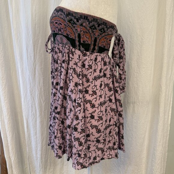Free People Elowen Strapless Printed Romper Purple Lavender Fields XS - Picture 6 of 11